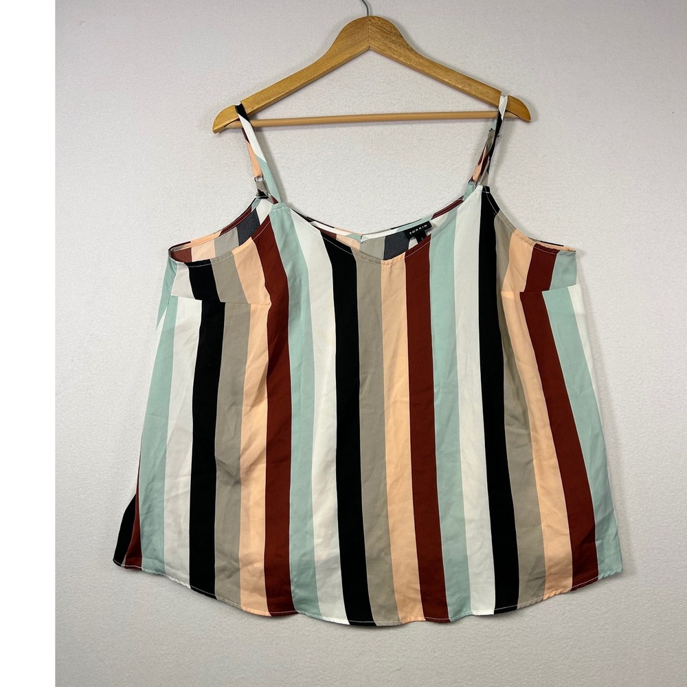Boho Torrid Women 1X Multicolor Vertical Stripe V-Neck Adjustable Strap Cami Top